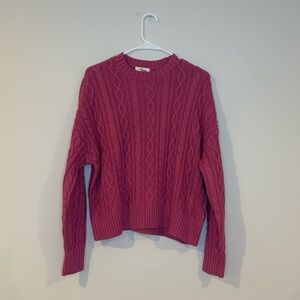 Pink chunky cable knit size medium cotton blend sweater by cosmic blue love knit